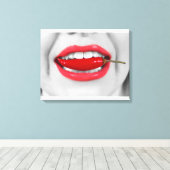 Chili peper lippen canvas afdruk (Insitu (Houten vloer))