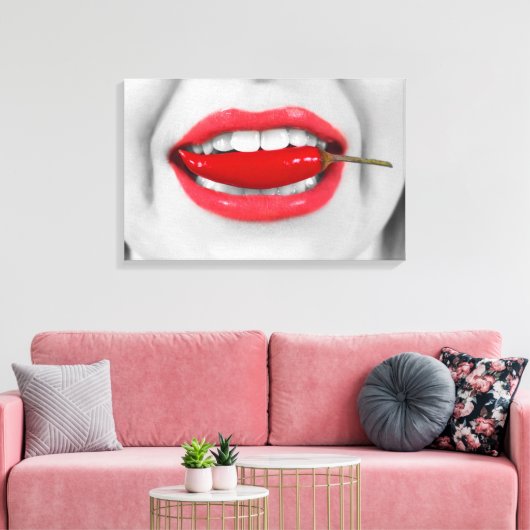 Chili peper lippen canvas afdruk (Insitu (Woonkamer))