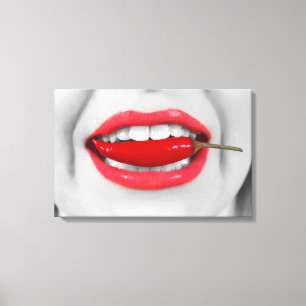 Chili peper lippen canvas afdruk