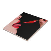 Chili peper lippen tegeltje (Zijkant)