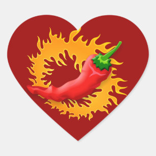Chili peper met vlammen stickers