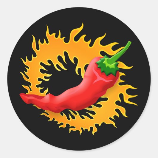 Chili peper met vlammen stickers (Voorkant)