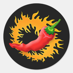 Chili peper met vlammen stickers