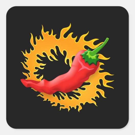 Chili peper met vlammen stickers (Voorkant)