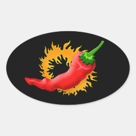Chili peper met vlammen stickers