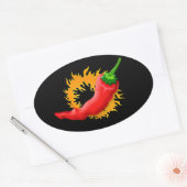 Chili peper met vlammen stickers (Envelop)