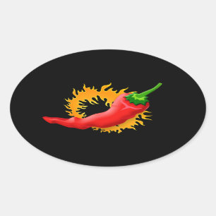 Chili peper met vlammen stickers