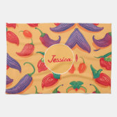 Chili peper pastel kleurrijke gepersonaliseerde pa theedoek (Horizontaal)