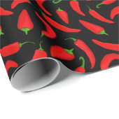 Chili peper patroon rood zwart cadeaupapier (Rol Hoek)