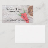 Chili pepers en vlokken op houten tafel visitekaartje (Voorkant / Achterkant)