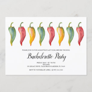 Chili Pepper Bachelorette Party Invite Kaart