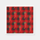 Chili Pepper Buffalo Speelde Patroon Zwart en Rood Servet (Voorkant)