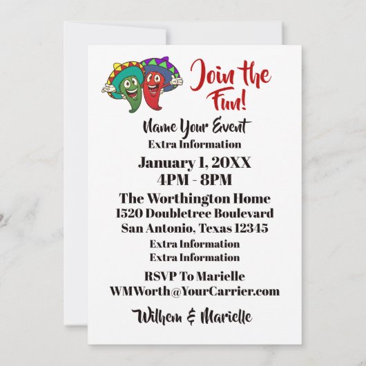 Chili Pepper Feliz Navidad uitnodiging (Achterkant)