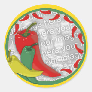 Chili Pepper Group Circle Lijst 2 Ronde Sticker