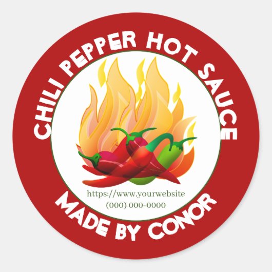 Chili Pepper Hot Sauce 3" 2 Klassieke Ronde Sticke Ronde Sticker (Voorkant)
