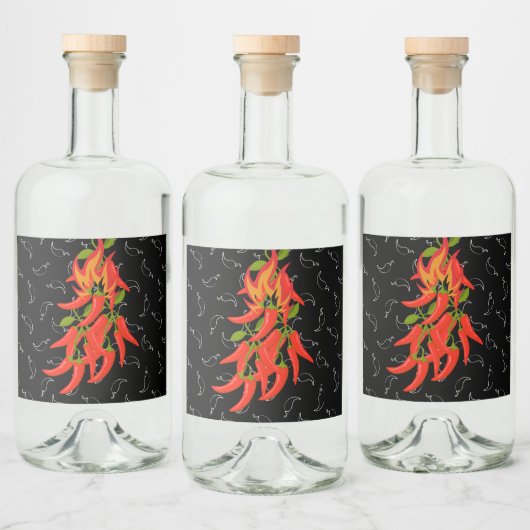 Chili Pepper Hot Sauce Bottle Likeurfles Etiket (Flessen)