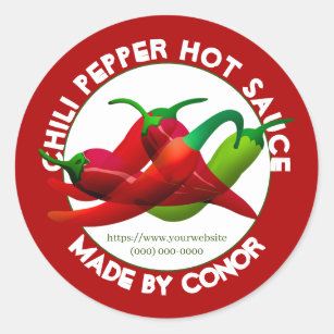 Chili Pepper Hot Sauce Circle  Ronde Sticker