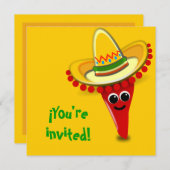 Chili Pepper in een Sombrero Cinco de Mayo Kaart (Voorkant / Achterkant)