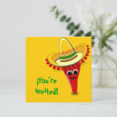 Chili Pepper in een Sombrero Cinco de Mayo Kaart (Staand voorkant)
