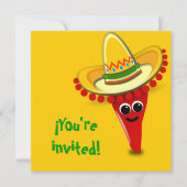 Chili Pepper in een Sombrero Cinco de Mayo Kaart (Voorkant)