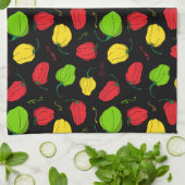 Chili Pepper Jamaican Food Patterned Theedoek (Gevouwen)