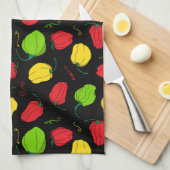 Chili Pepper Jamaican Food Patterned Theedoek (Quarter Fold)