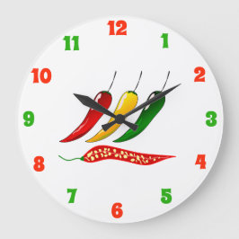 Chili Pepper Kitchen Clock Grote Klok