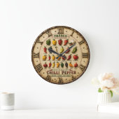 Chili Pepper Kitchen Rustic Farmhouse Chef Gift Grote Klok (Huis)
