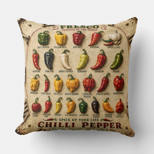 Chili Pepper Kitchen Rustic Farmhouse Chef Gift Kussen (Voorkant)