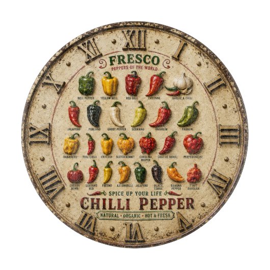 Chili Pepper Kitchen Rustic Farmhouse Chef Gift Snijplank (Voorkant)