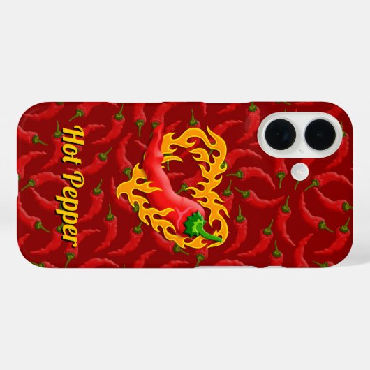 Chili Pepper met Flame Heart iPhone Case (Achterkant (horizontaal))