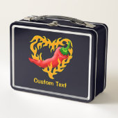 Chili Pepper met Flame Heart Metal Lunch Box (Voorkant)