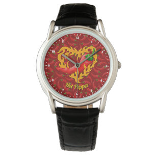 Chili Pepper met Flame Heart Watch Horloge