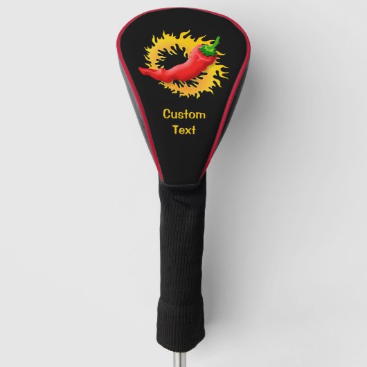 Chili Pepper met vlam Golfheadcover (Voorkant)