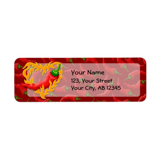Chili Pepper met vlamhart Etiket (Voorkant)