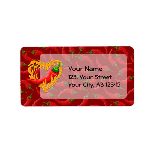 Chili Pepper met vlamhart Etiket (Voorkant)