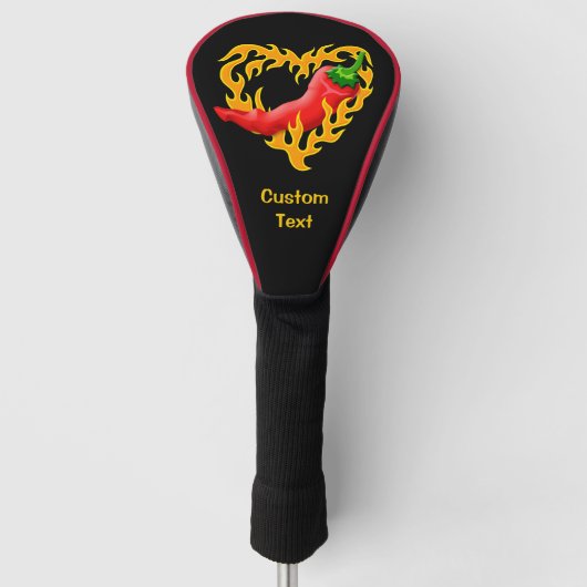 Chili Pepper met vlamhart Golfheadcover (Voorkant)