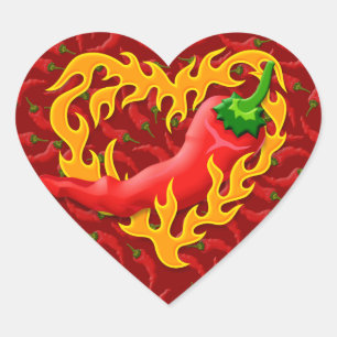 Chili Pepper met vlamhart Hart Sticker