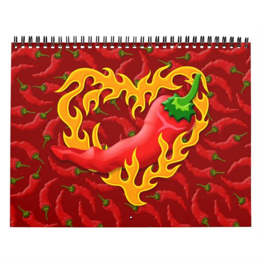 Chili Pepper met vlamhart Kalender (Hoes)
