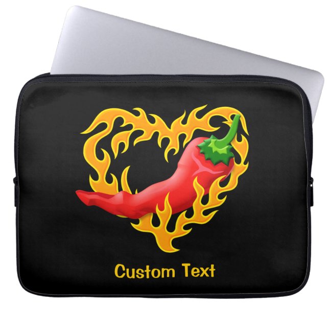 Chili Pepper met vlamhart Laptop Sleeve (Voorkant)