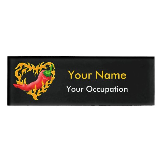 Chili Pepper met vlamhart Naambadge (Voorkant)