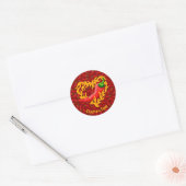Chili Pepper met vlamhart Ronde Sticker (Envelop)