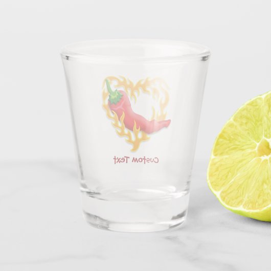 Chili Pepper met vlamhart Shot Glas (Achterkant)