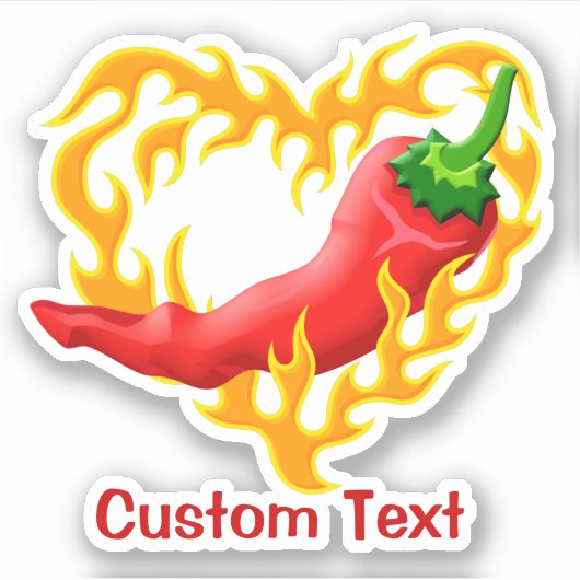 Chili Pepper met vlamhart Sticker (Voorkant)