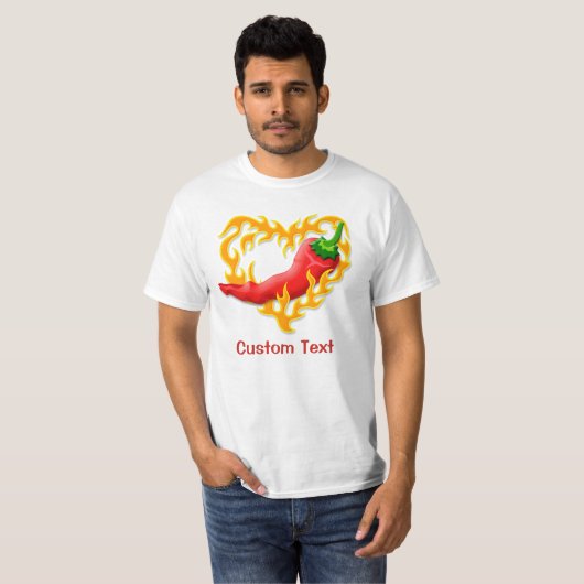 Chili Pepper met vlamhart T-shirt (Voorkant volledig)