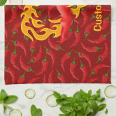 Chili Pepper met vlamhart Theedoek (Gevouwen)