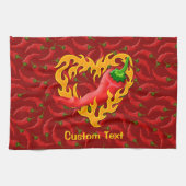 Chili Pepper met vlamhart Theedoek (Horizontaal)