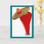 Chili Pepper met Wenskaart Kaart (Gele Bloem)