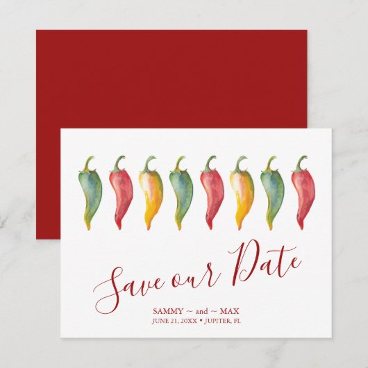 Chili Pepper Opslagdatum Save The Date (Voorkant / Achterkant)
