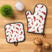 Chili pepper party ovenwant & pannenlap set (Top down)